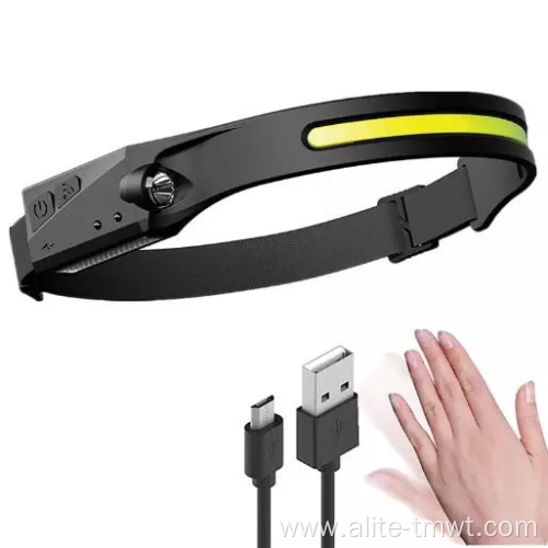 USB Rechargeable LED Headlamp COB With Sensor